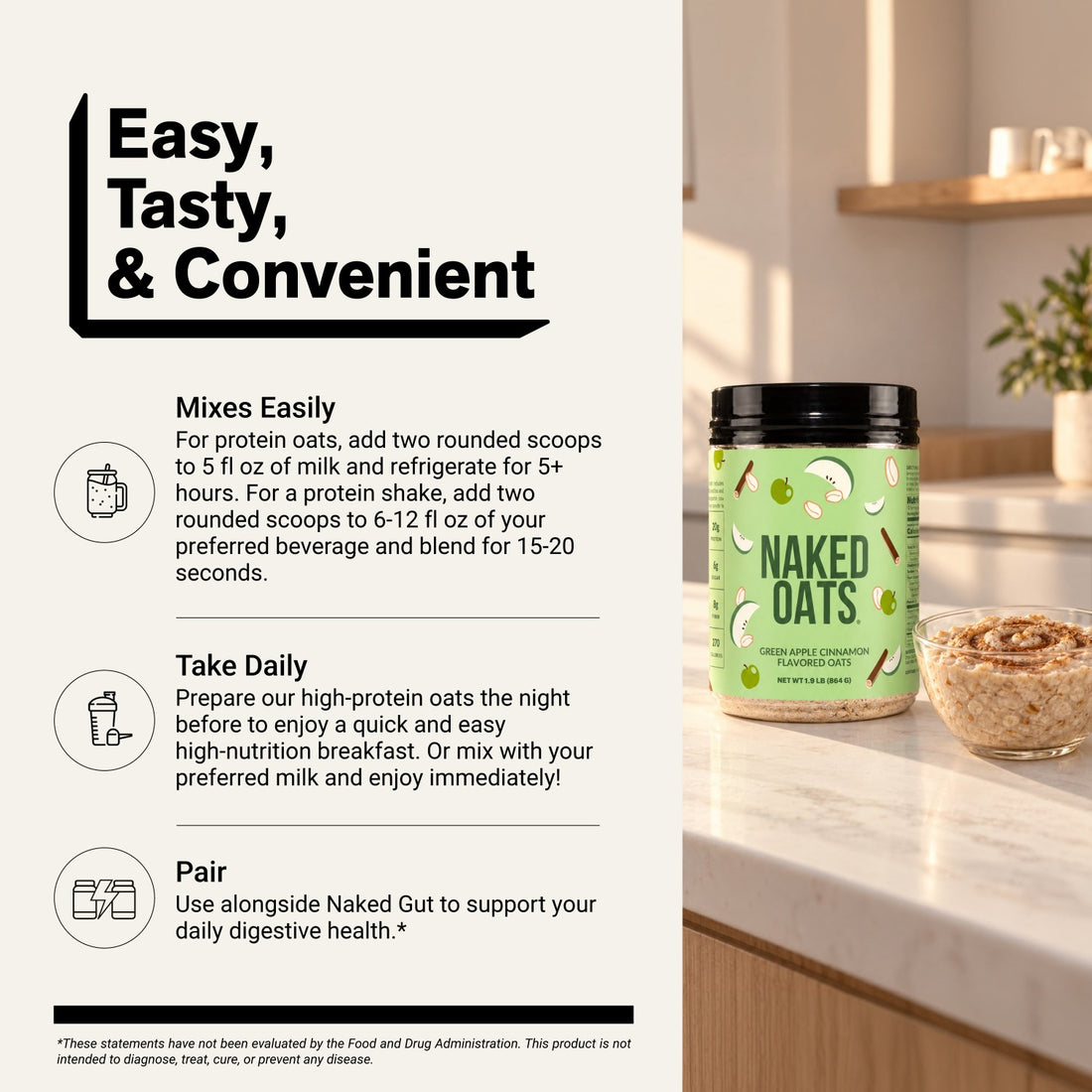 Avena proteica con manzana verde y canela | Naked Oats