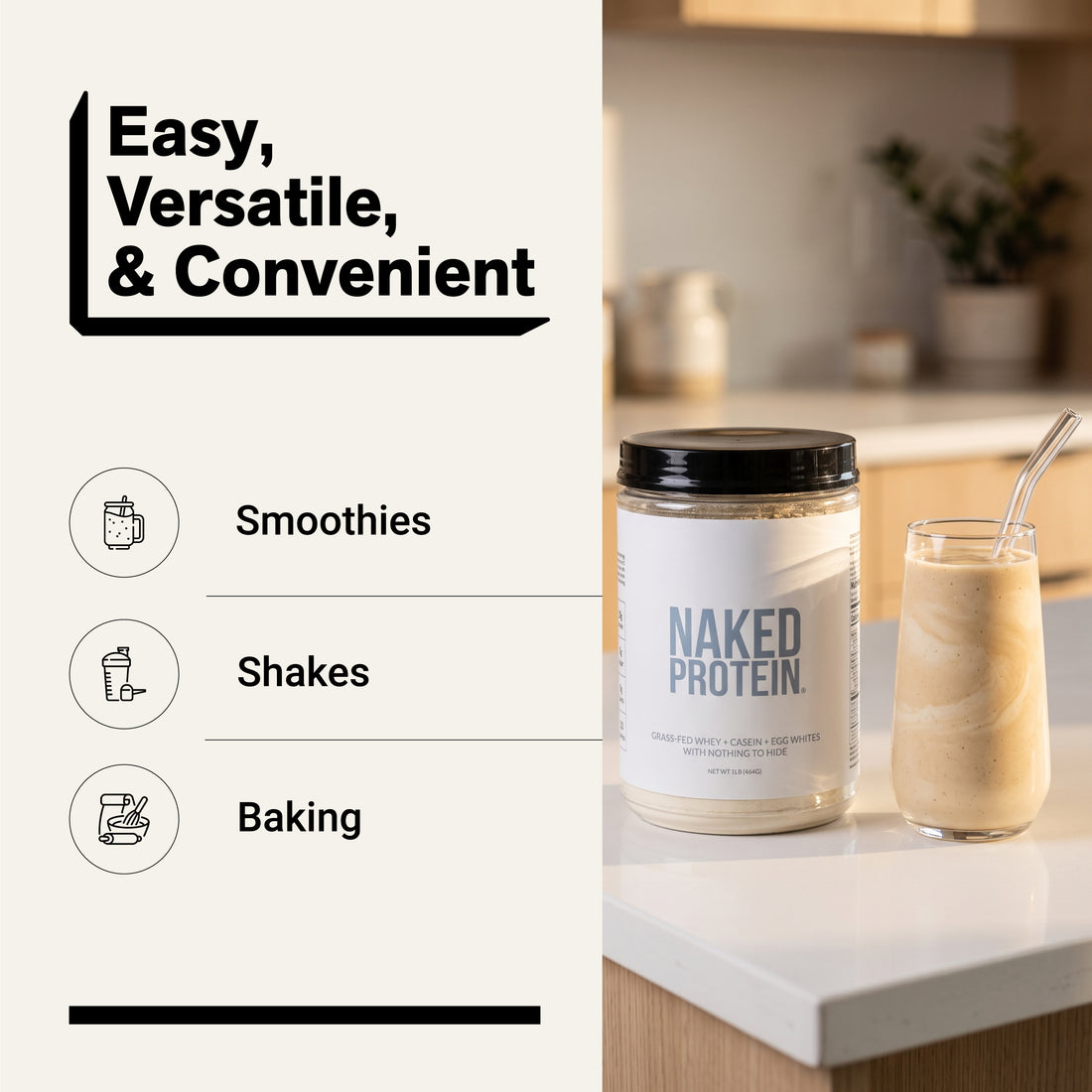 Eiwitpoeder Blend - 1LB Ei, Wei & Caseïne Eiwitmengsel | Naked Eiwit - 1lb