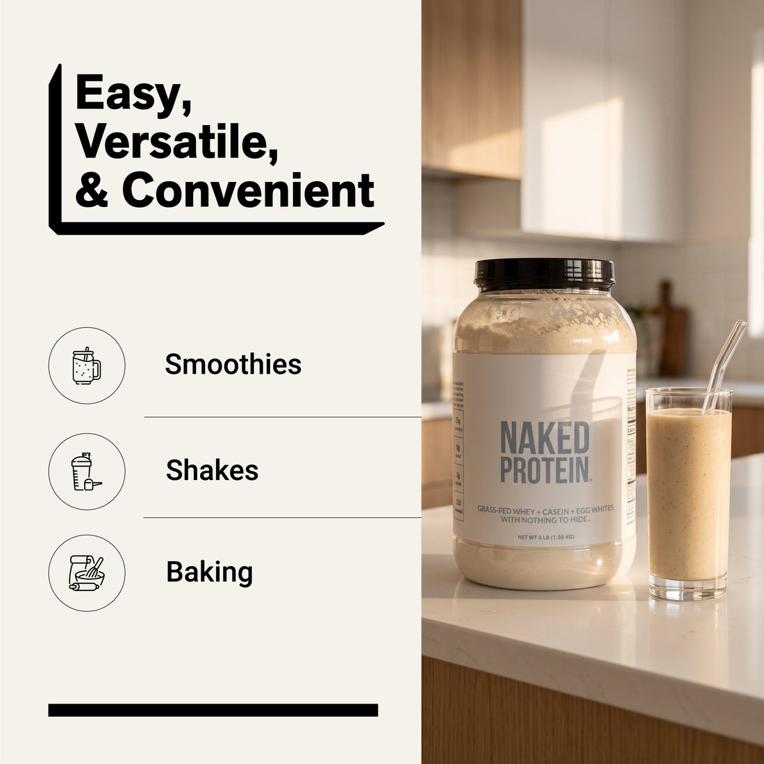 Eiwitpoeder Blend - 1,36 kg Eieren, Wei & Caseïne Eiwit Blend | Naked Protein - 1,36 kg