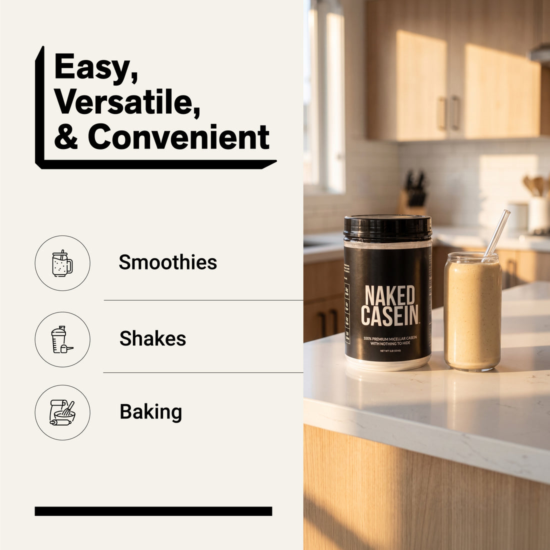 Proteína en polvo de caseína micelar | Naked Casein - 1 lb