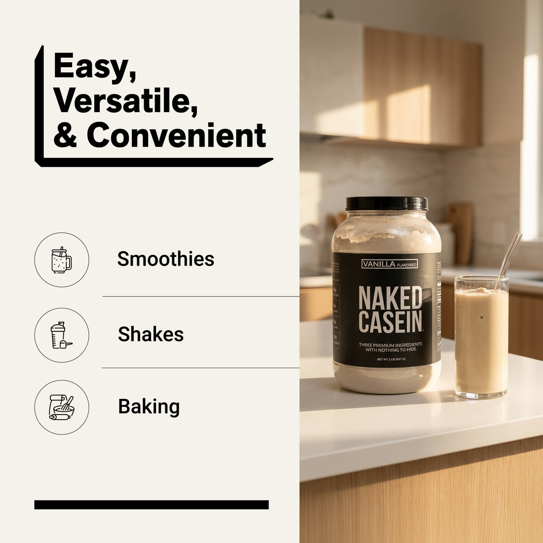 Proszek białkowy kazeinowy waniliowy | Naked Vanilla Casein - 2LB