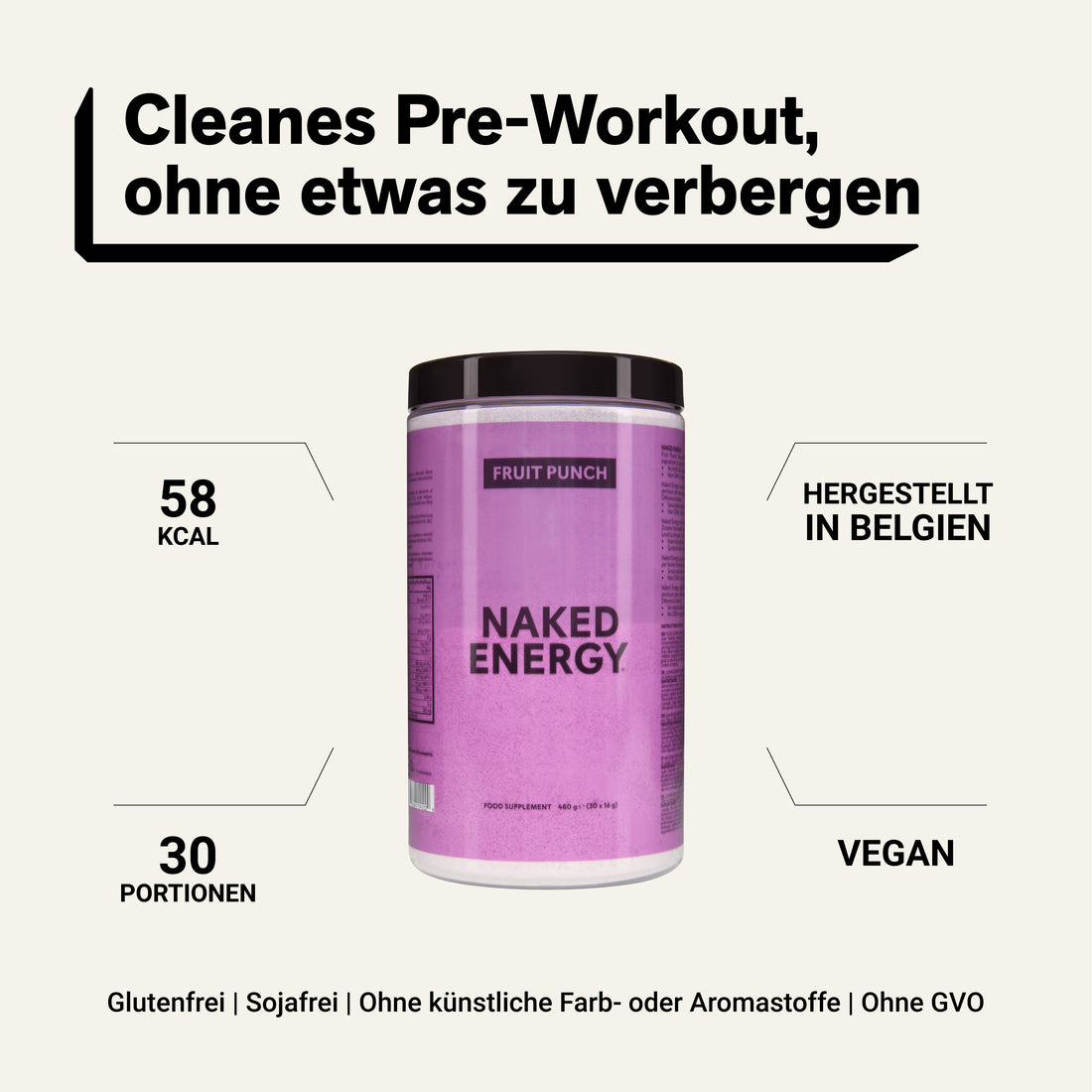 Fruit Punch Pre Workout Supplement | Naked Energy - 480g