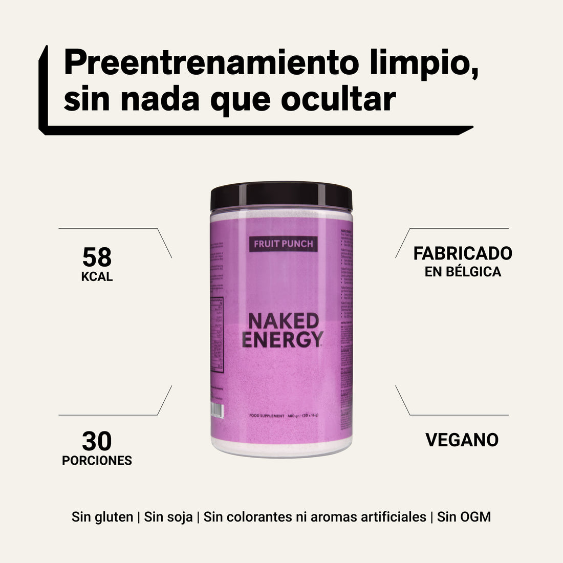 Fruit Punch Pre Workout Supplement | Naked Energy - 480g