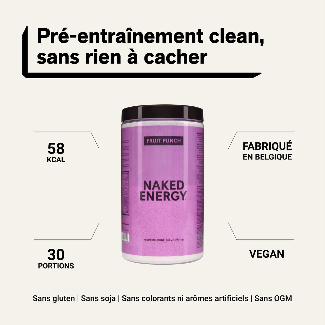 Fruit Punch Pre Workout Supplement | Naked Energy - 480g