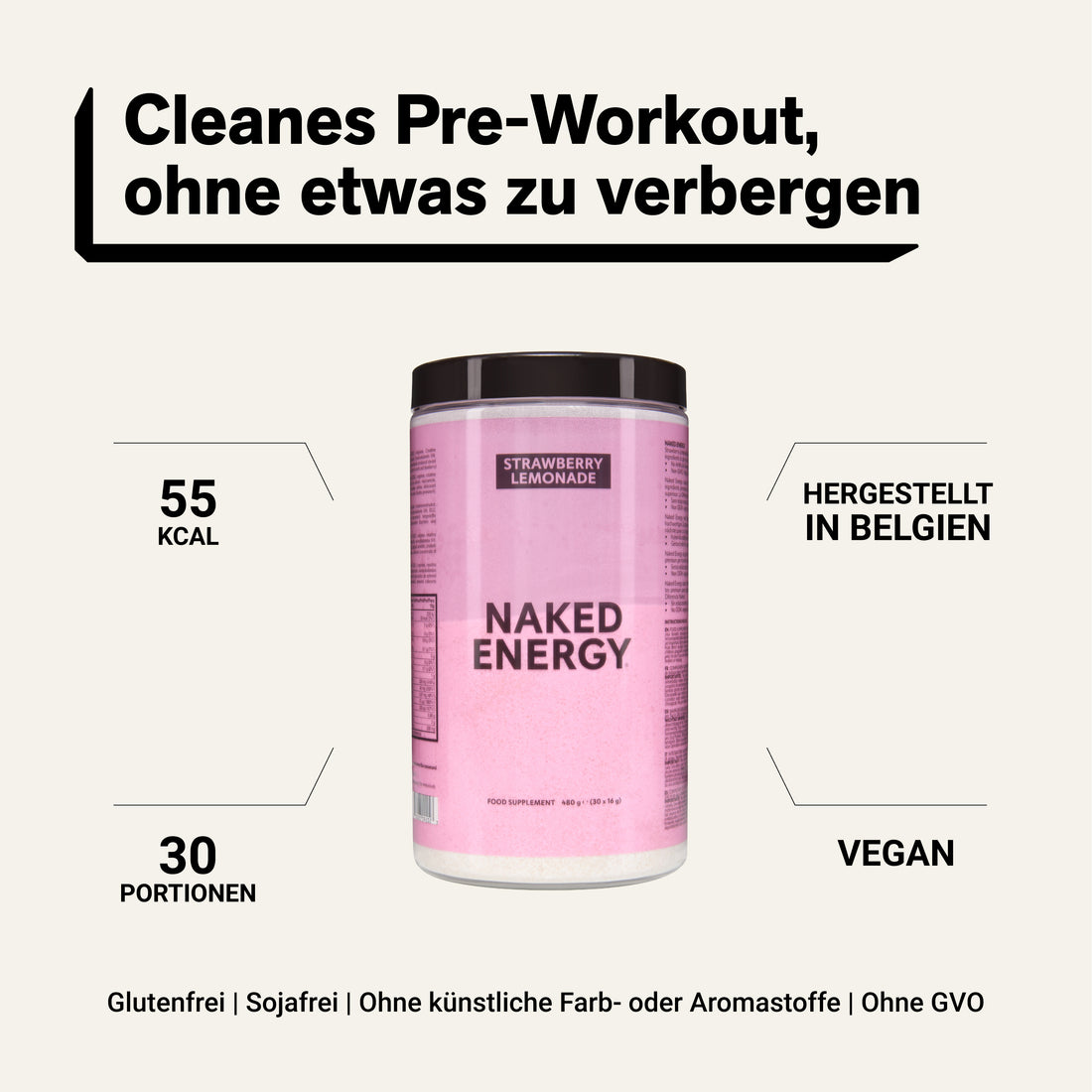 Strawberry Lemonade Pre Workout Supplement | Naked Energy - 480g