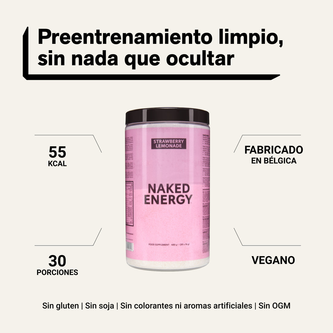 Strawberry Lemonade Pre Workout Supplement | Naked Energy - 480g