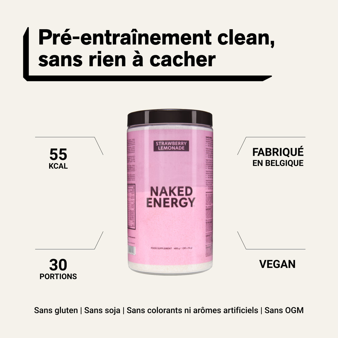 Strawberry Lemonade Pre Workout Supplement | Naked Energy - 480g