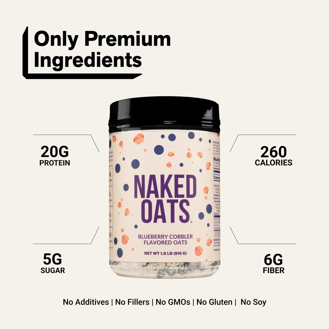 Avena proteica con arándanos y zapatero | Naked Oats