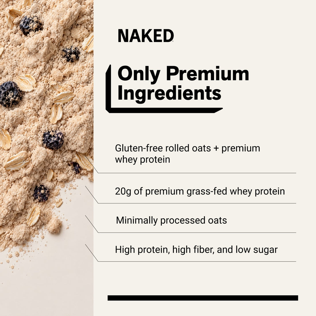 Avena proteica con arándanos y zapatero | Naked Oats