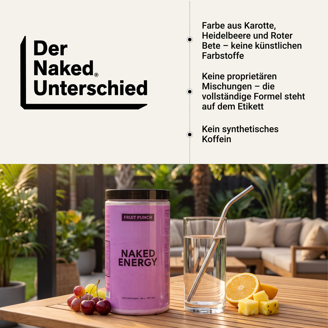 Fruit Punch Pre Workout Supplement | Naked Energy - 480g