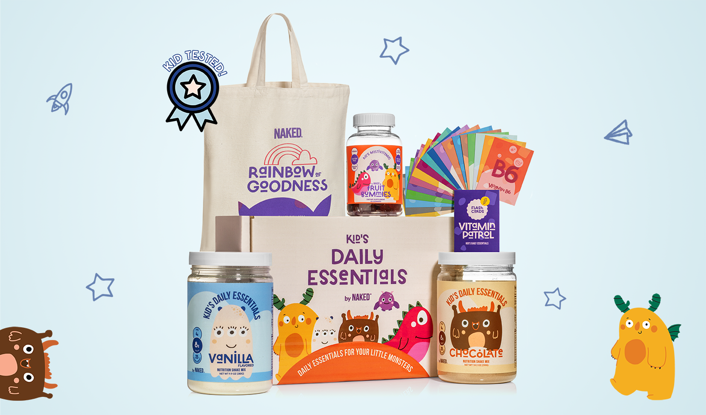 Simply mix one (1) scoop of Kid's Essentials nutrition shake into 6-8 oz of water or milk of choice until dissolved and let your little one enjoy a healthy, delicious shake.