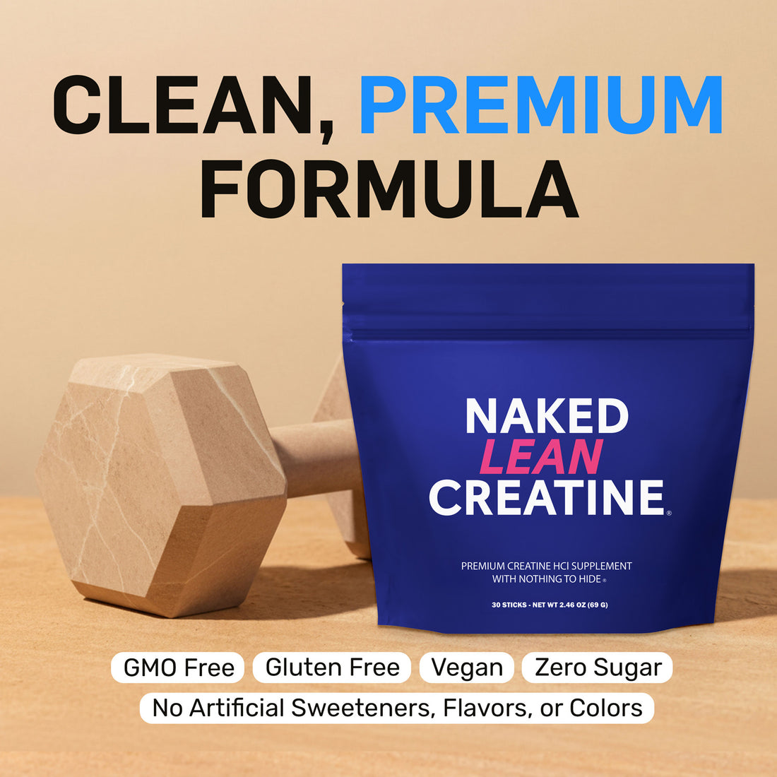 Paquetes de Creatina HCl para Viaje | Creatina Naked Lean - 30 Porciones