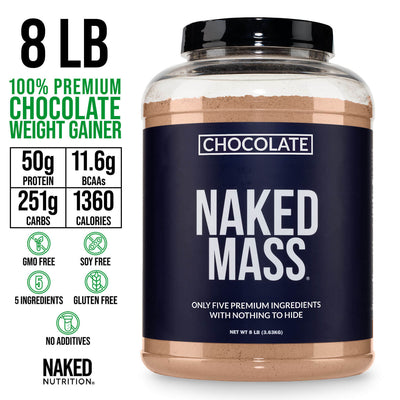 Suplemento proteico para aumentar de peso con chocolate | Naked Chocolate Mass - 8 libras