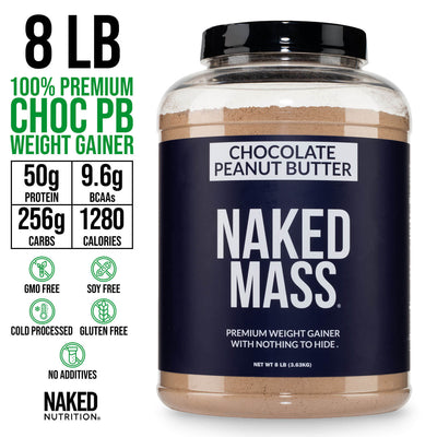 Suplemento proteico para aumentar de peso con mantequilla de maní y chocolate | Naked Mass - 8 libras