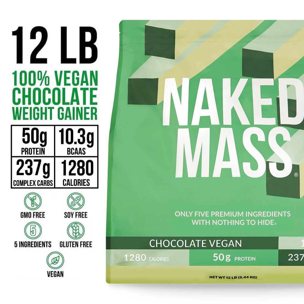 Chocolate Vegan Mass Gainer Supplement | Naked Vegan Mass - 12LB