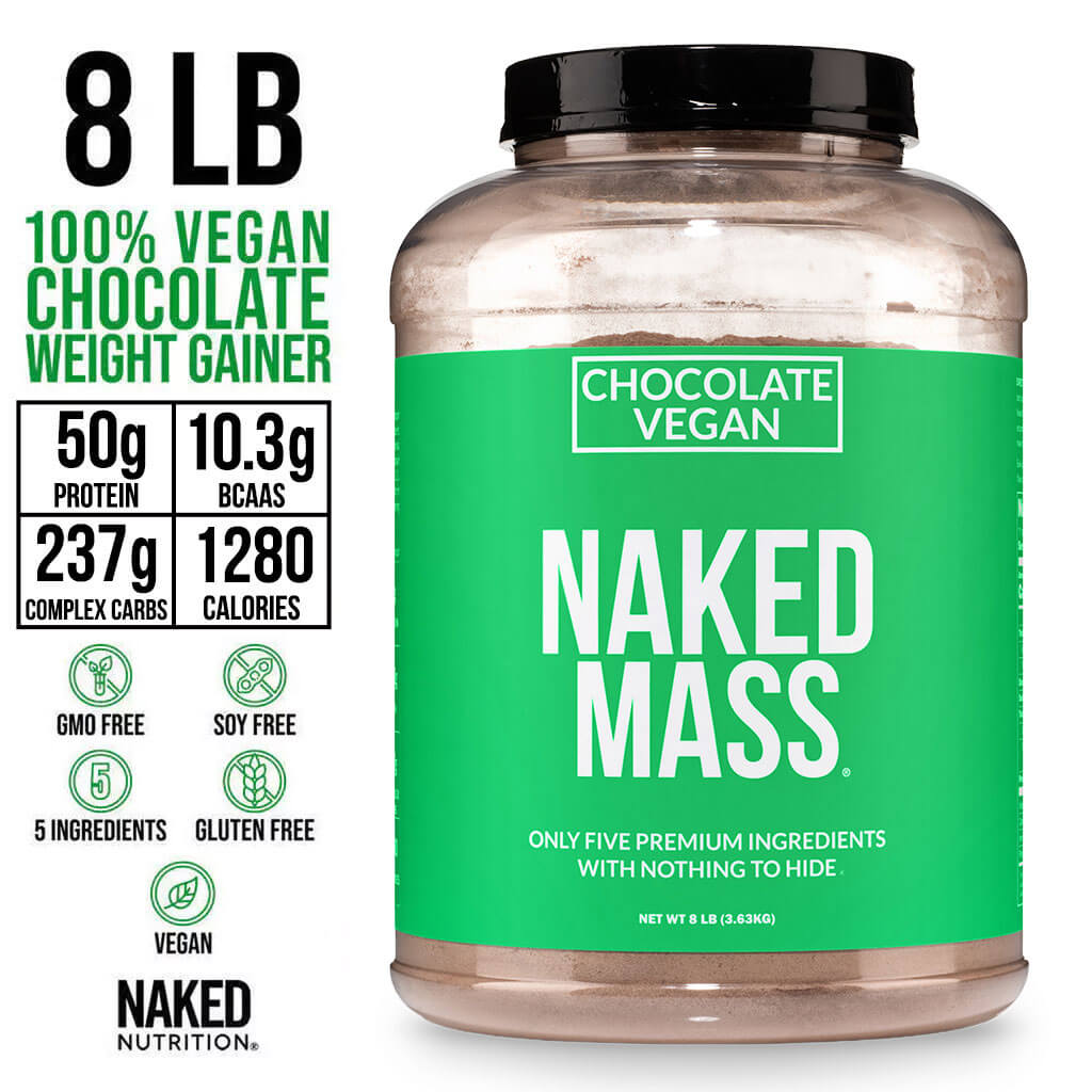 Suplemento vegano para aumentar de peso con chocolate | Naked Vegan Mass - 8 libras