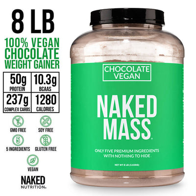 Suplemento vegano para aumentar de peso con chocolate | Naked Vegan Mass - 8 libras