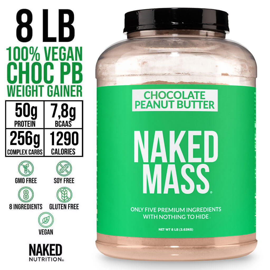 Suplemento vegano para aumentar de peso con mantequilla de maní y chocolate | Naked Vegan Mass - 8 libras