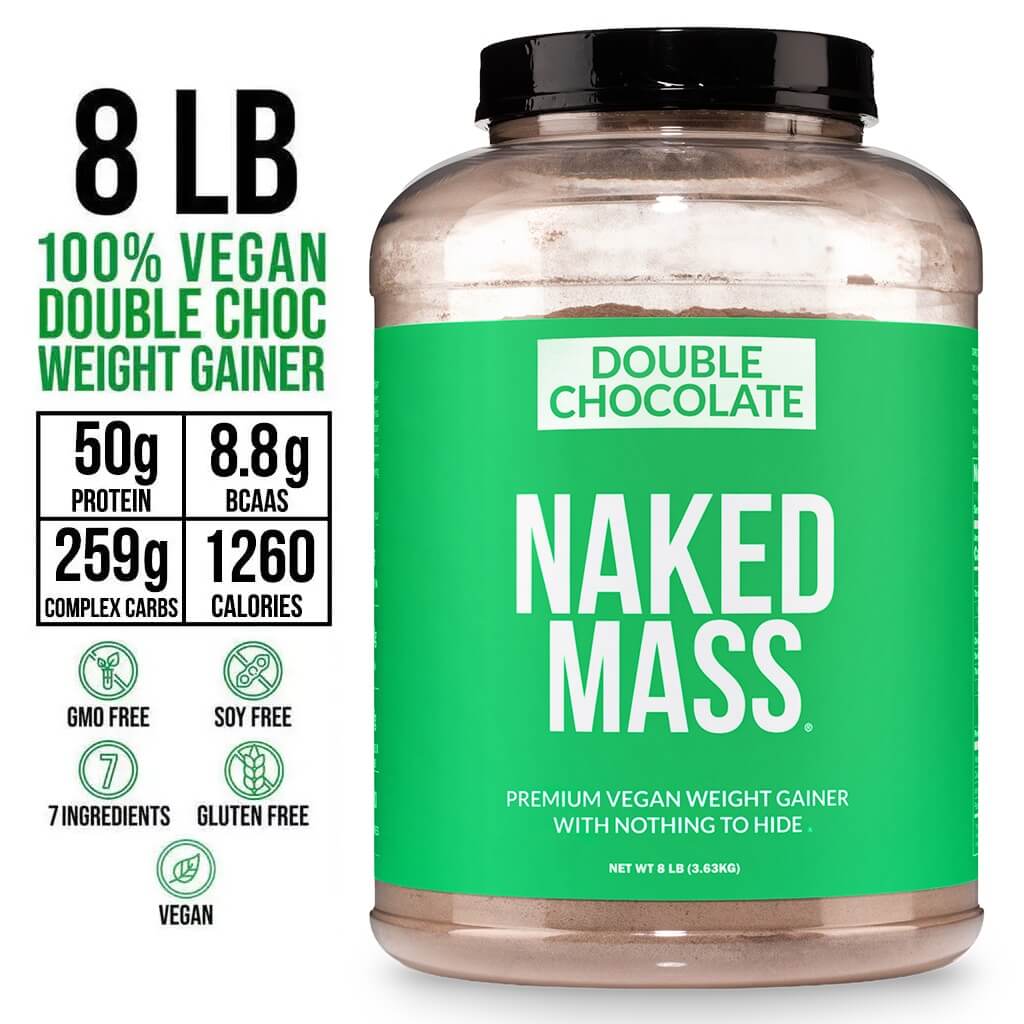 Double Chocolate Vegan Mass Gainer Supplement | Naked Vegan Mass - 8LB