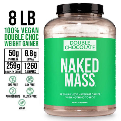 Double Chocolate Vegan Mass Gainer Supplement | Naked Vegan Mass - 8LB