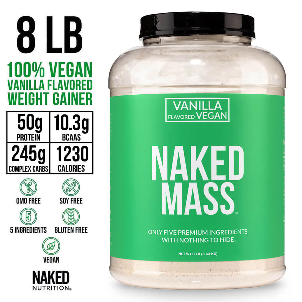 Vanilla Vegan Mass Gainer Supplement | Naked Vegan Mass - 8LB