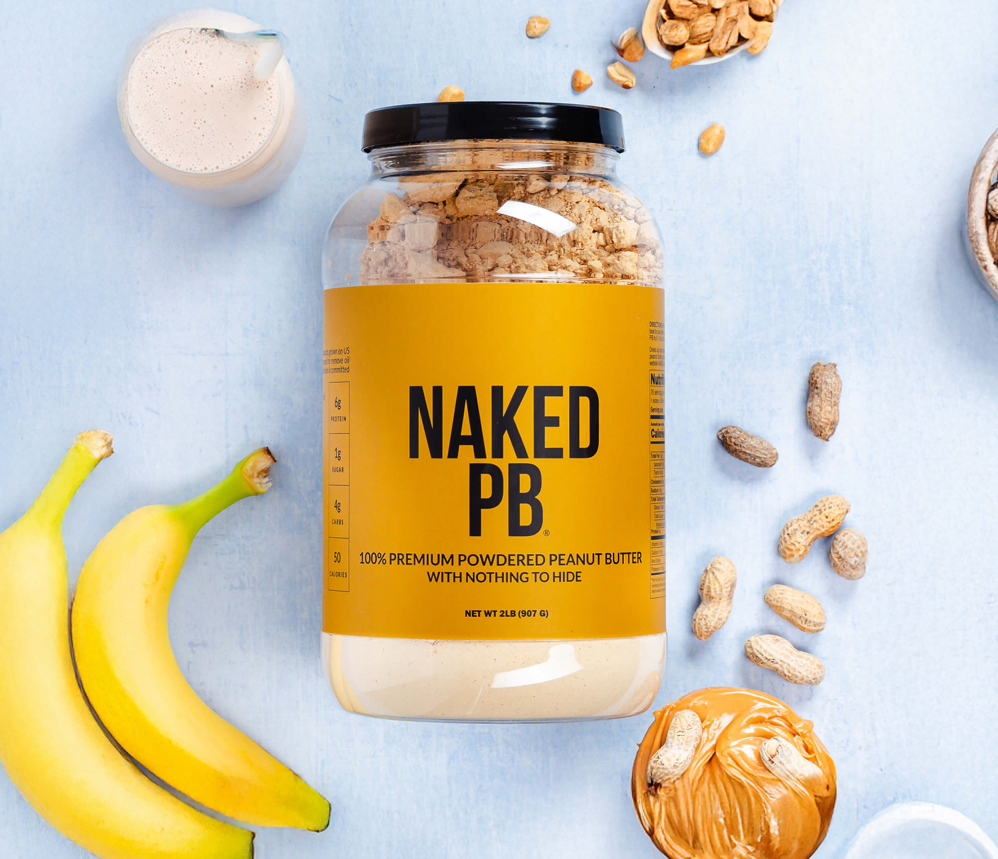 Add a scoop of Naked PB into your Vegan Naked Mass shakes for extra protein and a delicious peanut flavor.