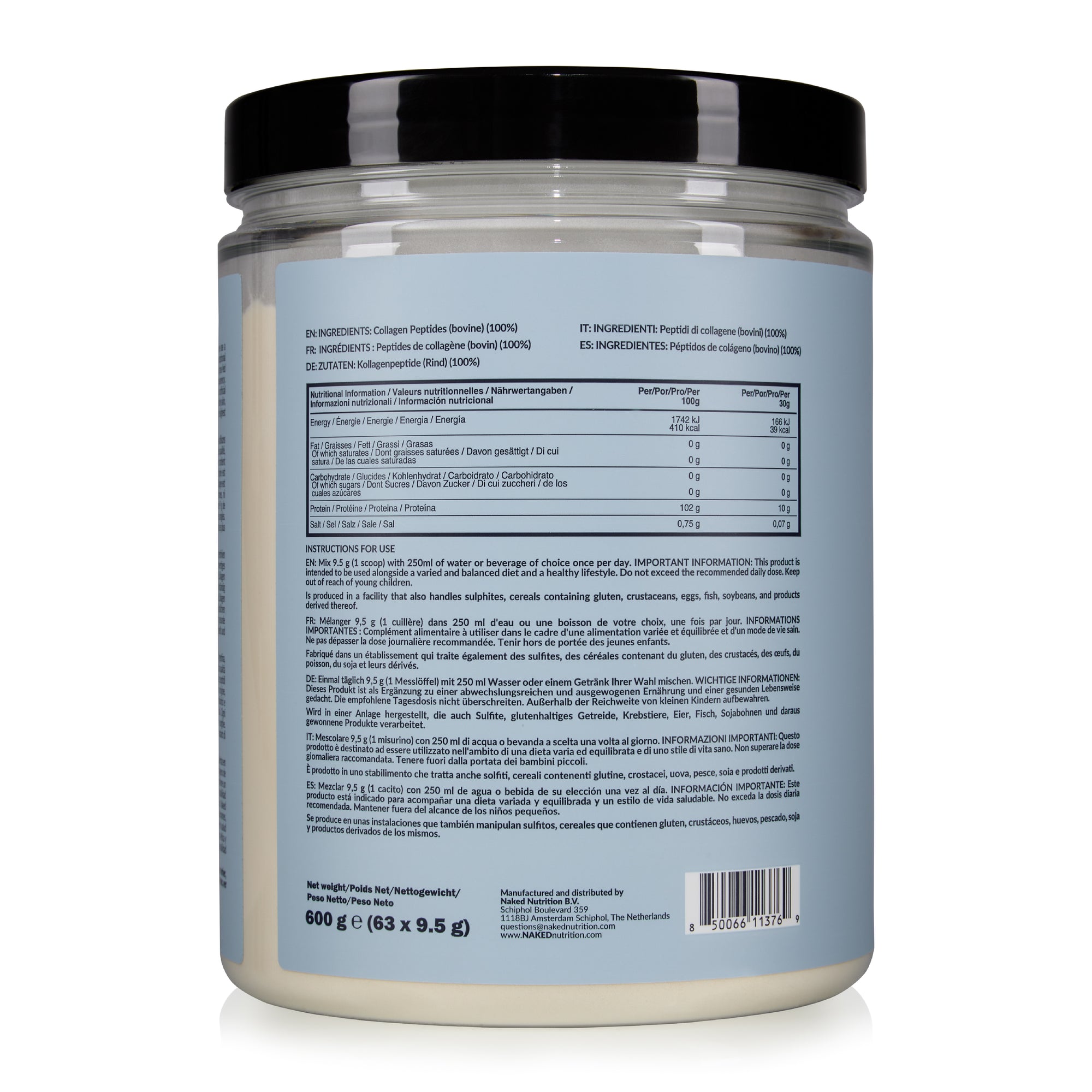 Proteína en polvo de péptidos de colágeno | Naked Collagen - 20 oz