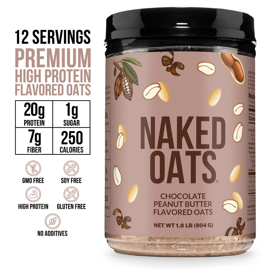 Avena proteica con mantequilla de maní y chocolate | Naked Oats