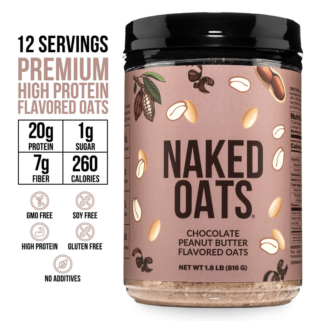 Avena proteica con mantequilla de maní y chocolate | Naked Oats