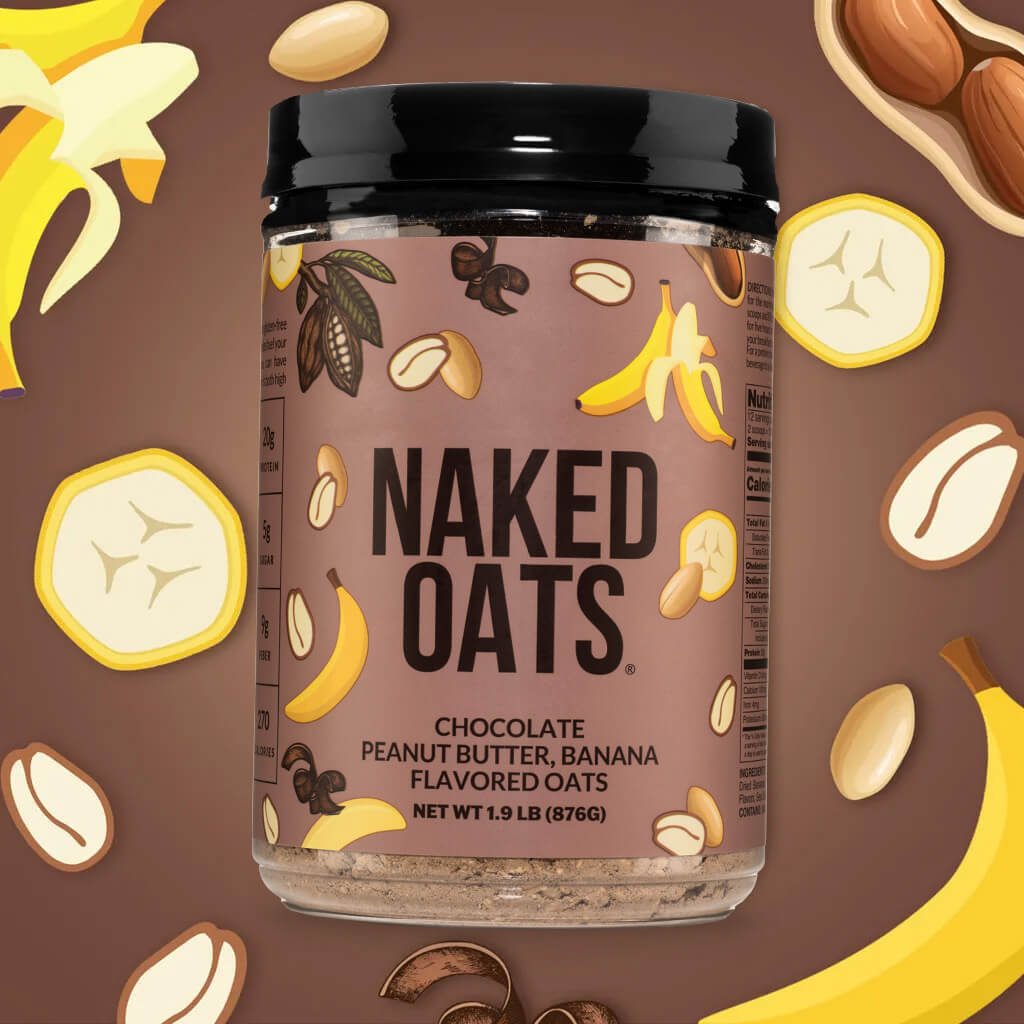 Avena proteica con chocolate, mantequilla de maní y plátano | Naked Oats