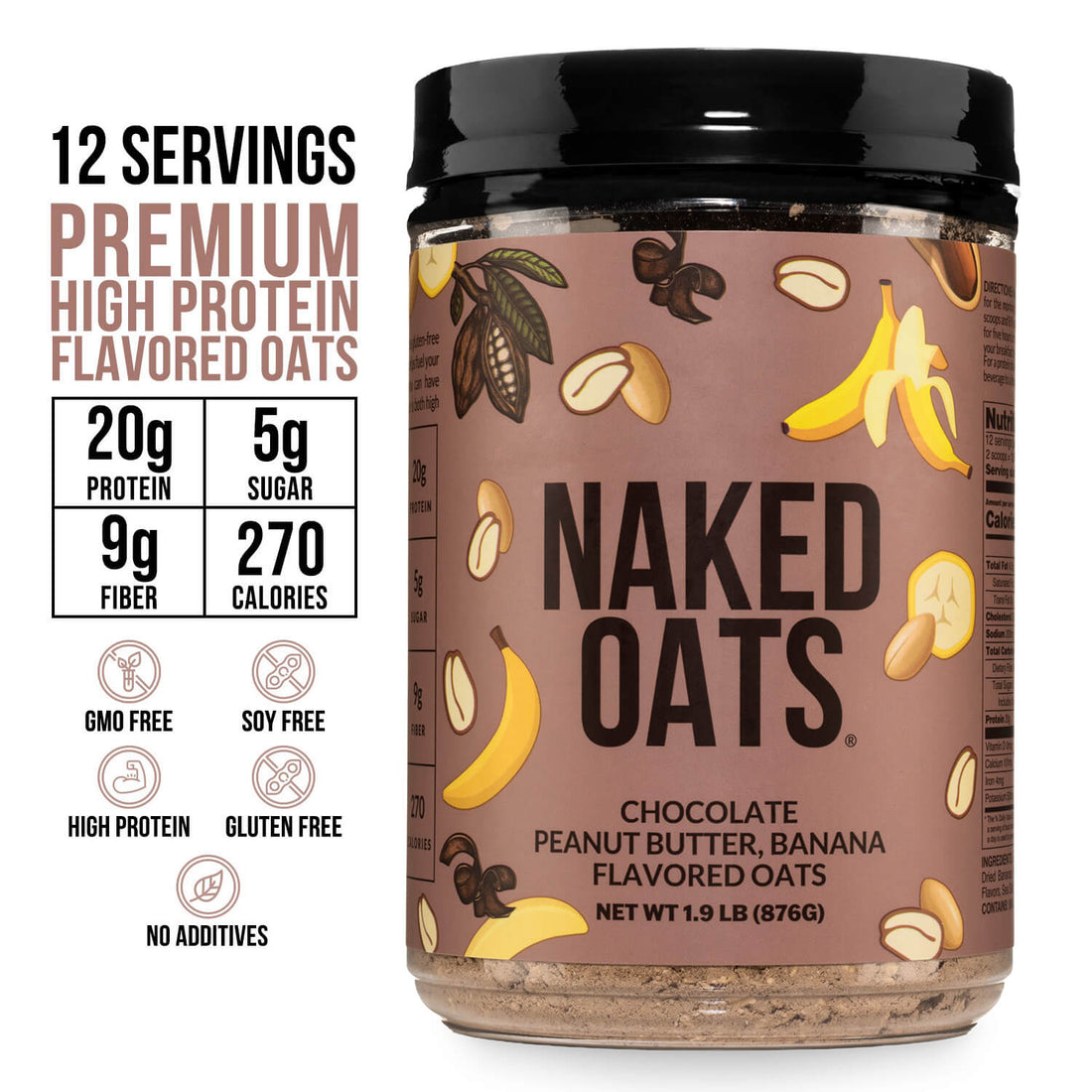 Chocolate Peanut Butter Banana Protein Oats | Naked Oats