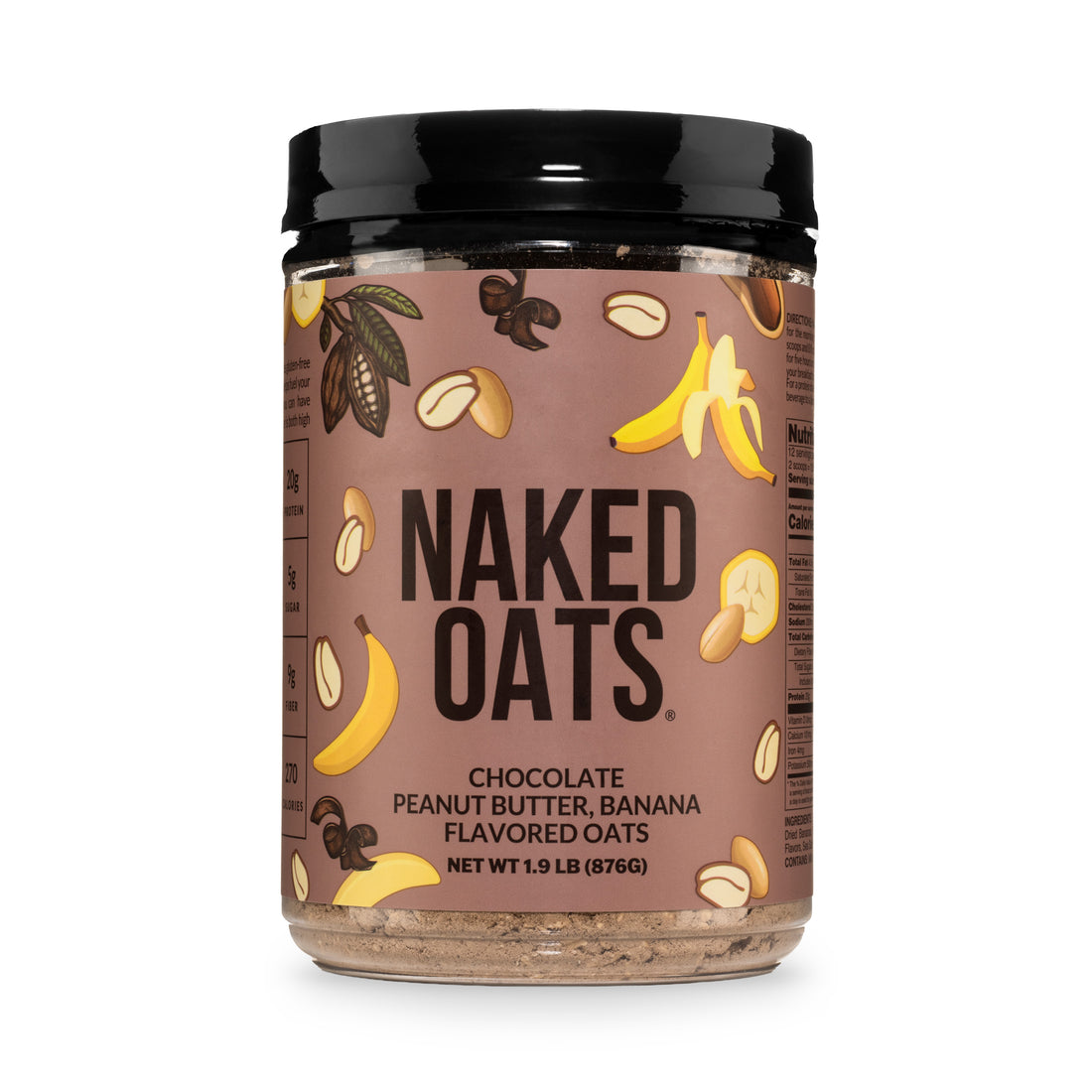 Avena proteica con chocolate, mantequilla de maní y plátano | Naked Oats