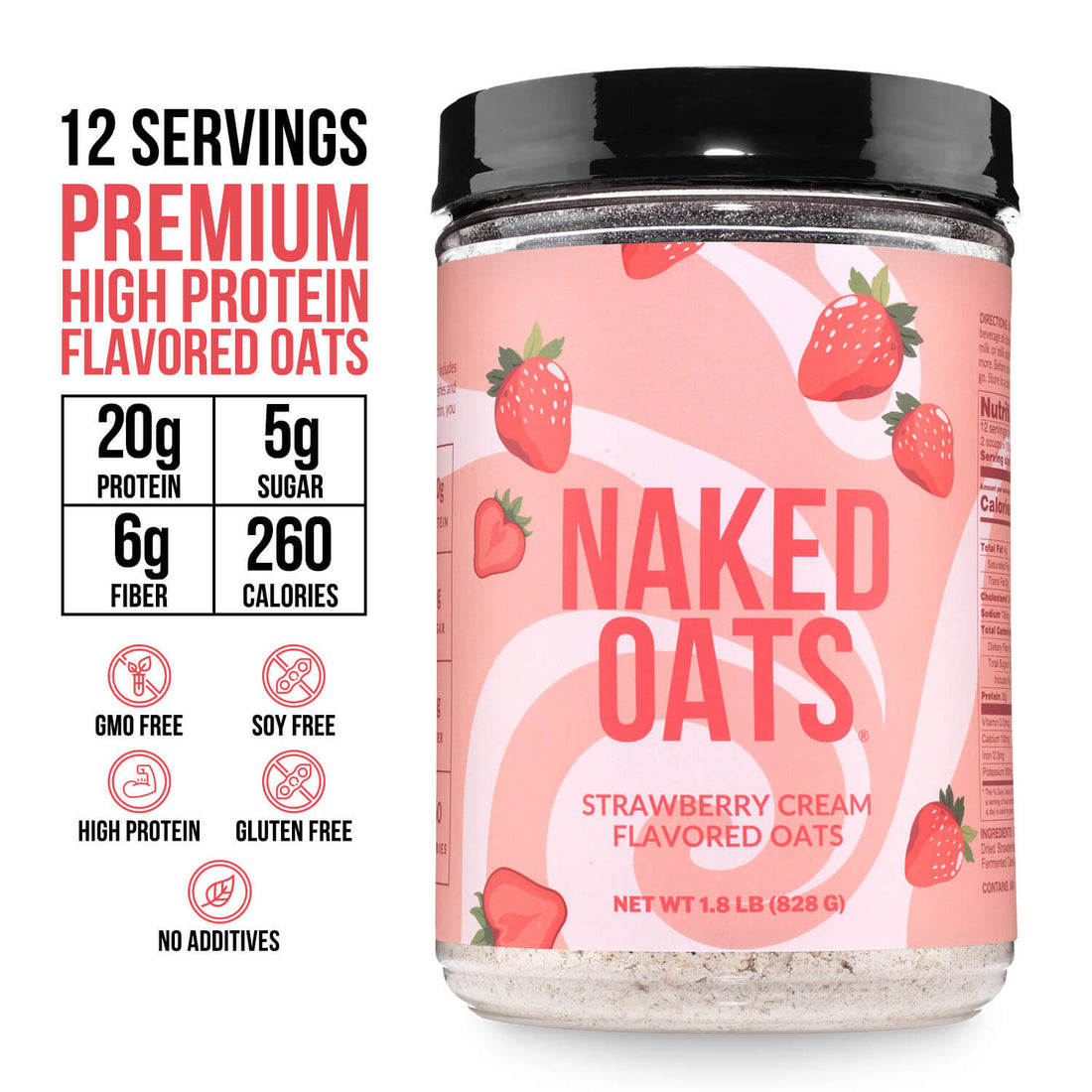Strawberry Cream Protein Oats | Naked Oats