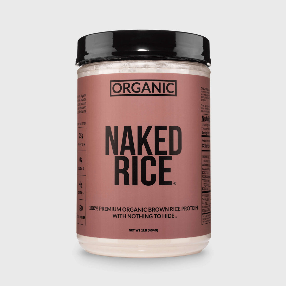 Proteína de arroz integral orgánico en polvo, 1 libra | Naked Rice - 1 libra
