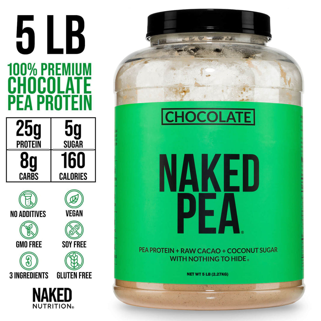 Proteína de guisante con sabor a chocolate en polvo | Naked Chocolate Pea - 5 libras