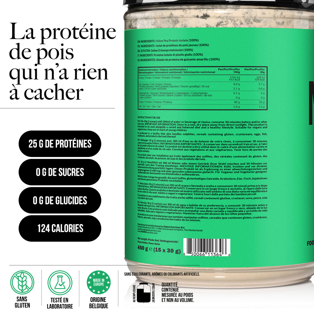 Protéine de pois en poudre 1lb | Naked Pea - 1lb