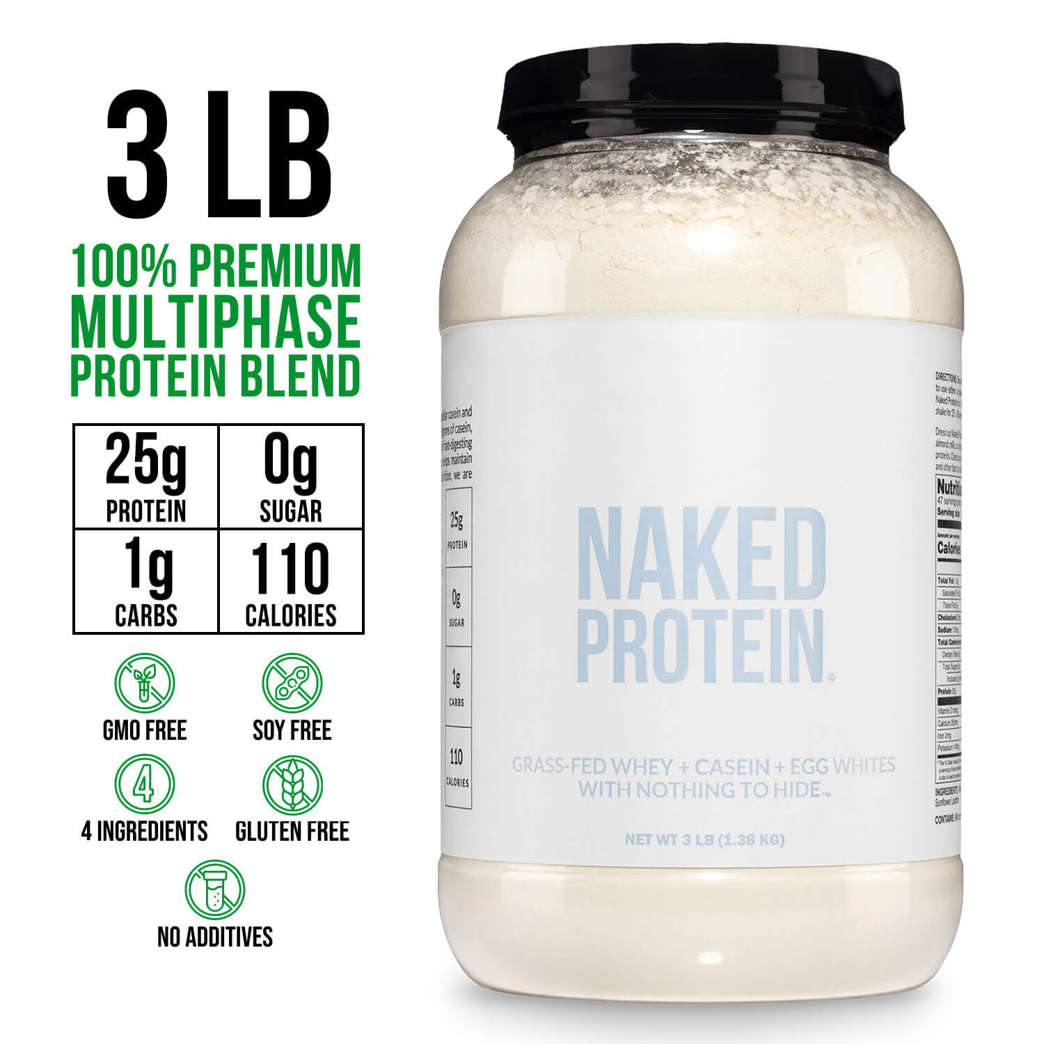 Protein Powder Blend - 3LB Egg, Whey & Casein Protein Blend | Naked Protein - 3LB