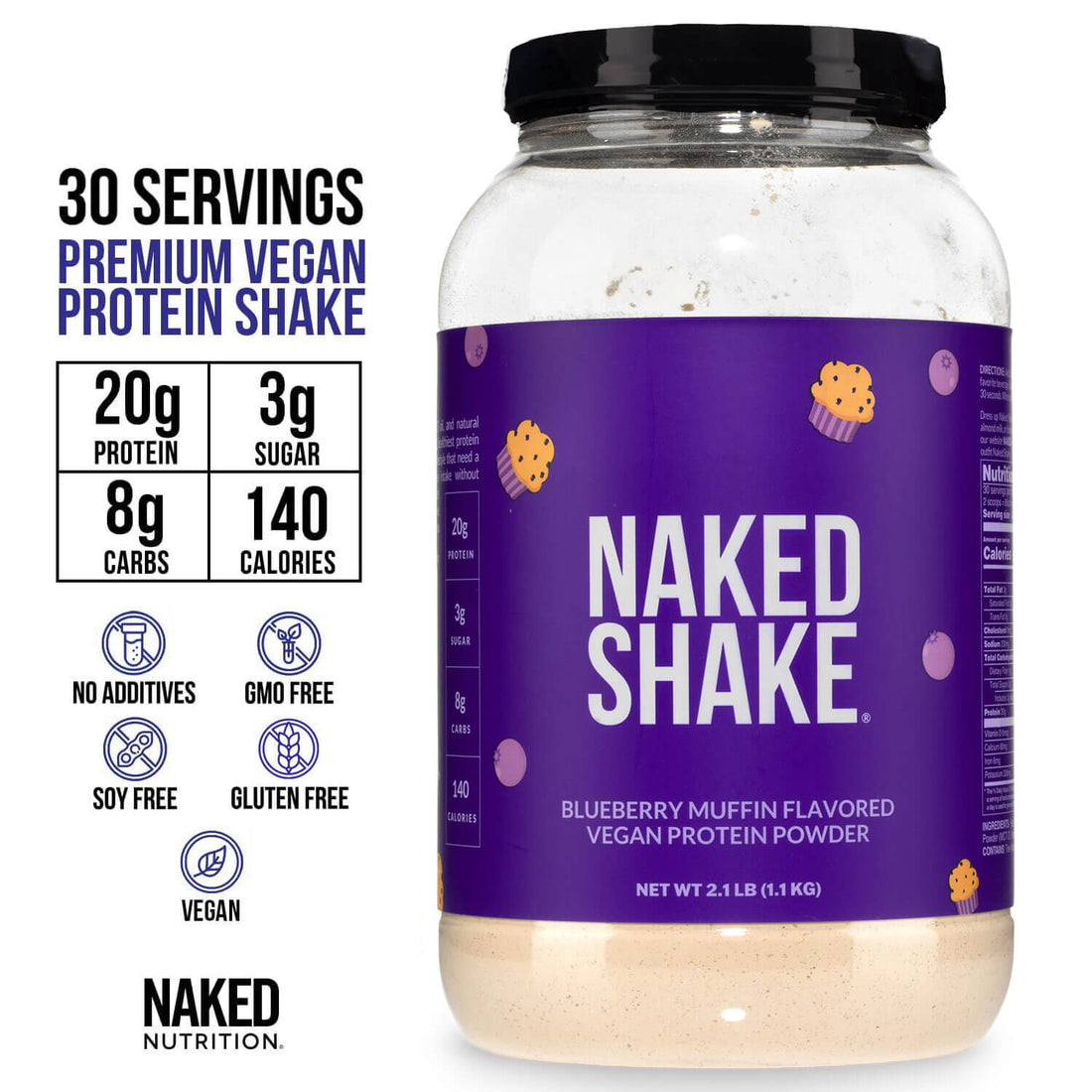 Batido de proteína de muffins de arándanos | Naked Shake - 30 porciones