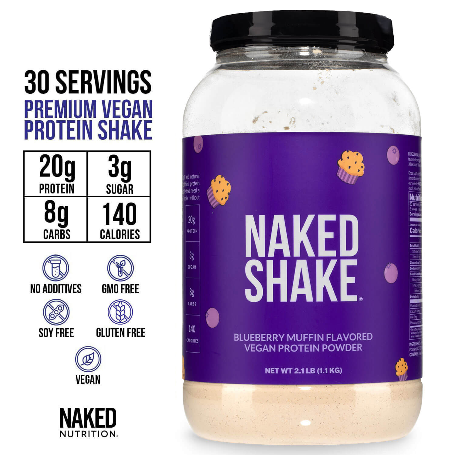 Blueberry Muffin Protein Shake | Naked Shake - 30 Servings
