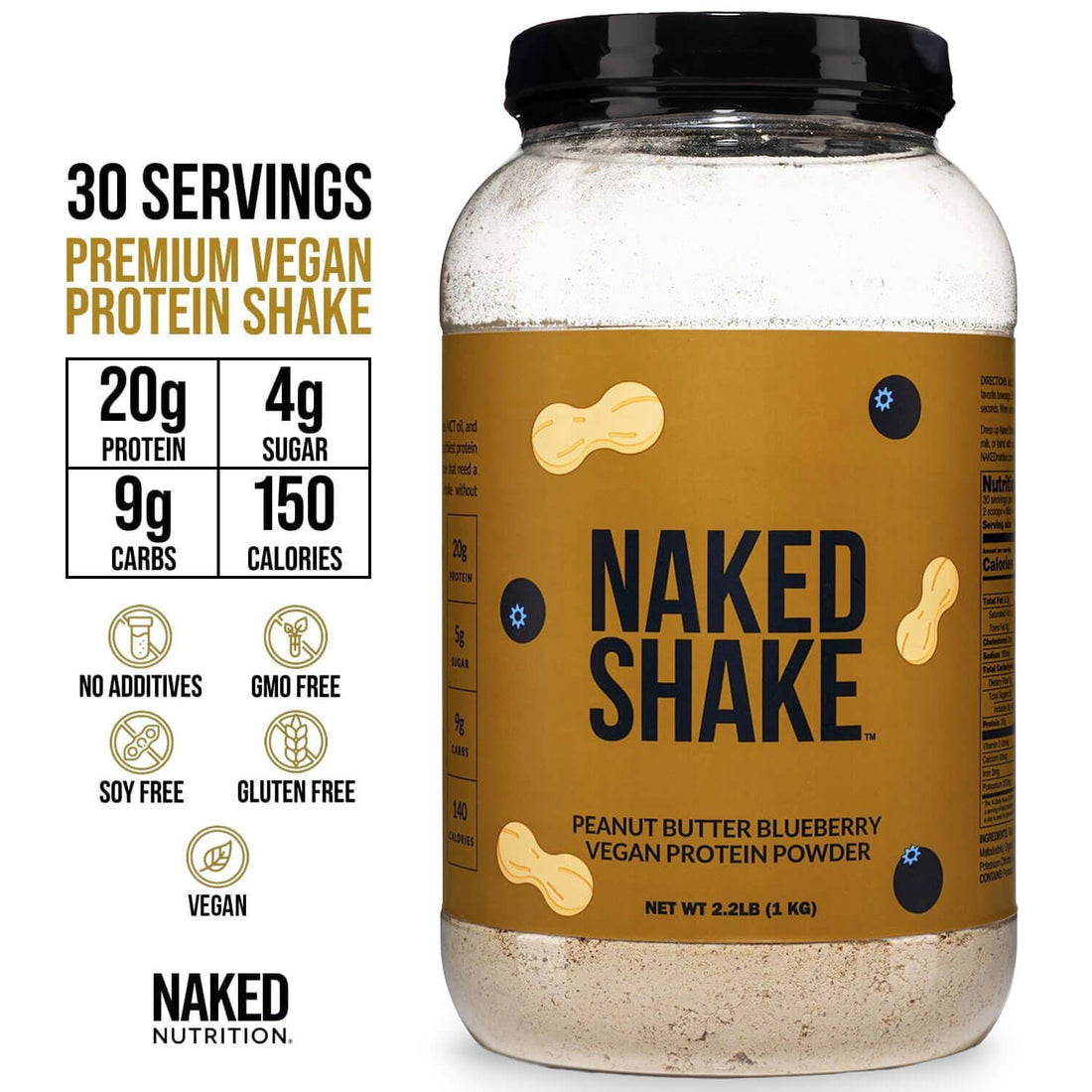 PB Blueberry Vegan Protein | Naked Shake - 30 Servings