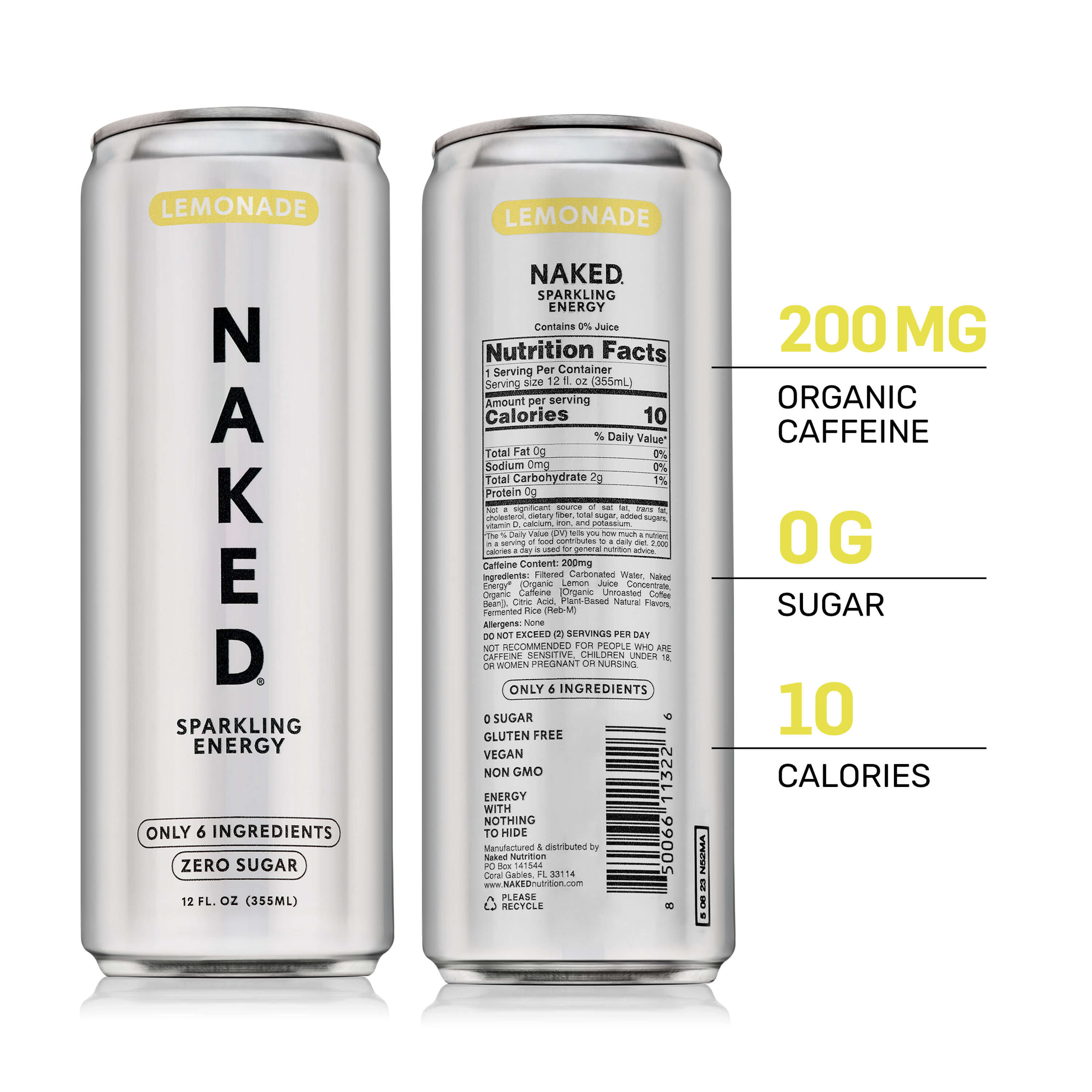 Lemonade Healthy Energy Drink, Vegan & 0g Sugar | Naked Sparkling