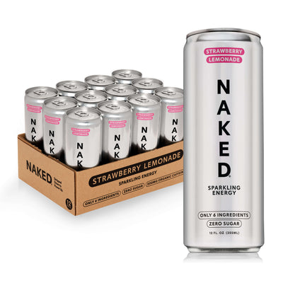 Strawberry Lemonade Naked Sparkling Energy | Clean Energy Drink - 12 canettes