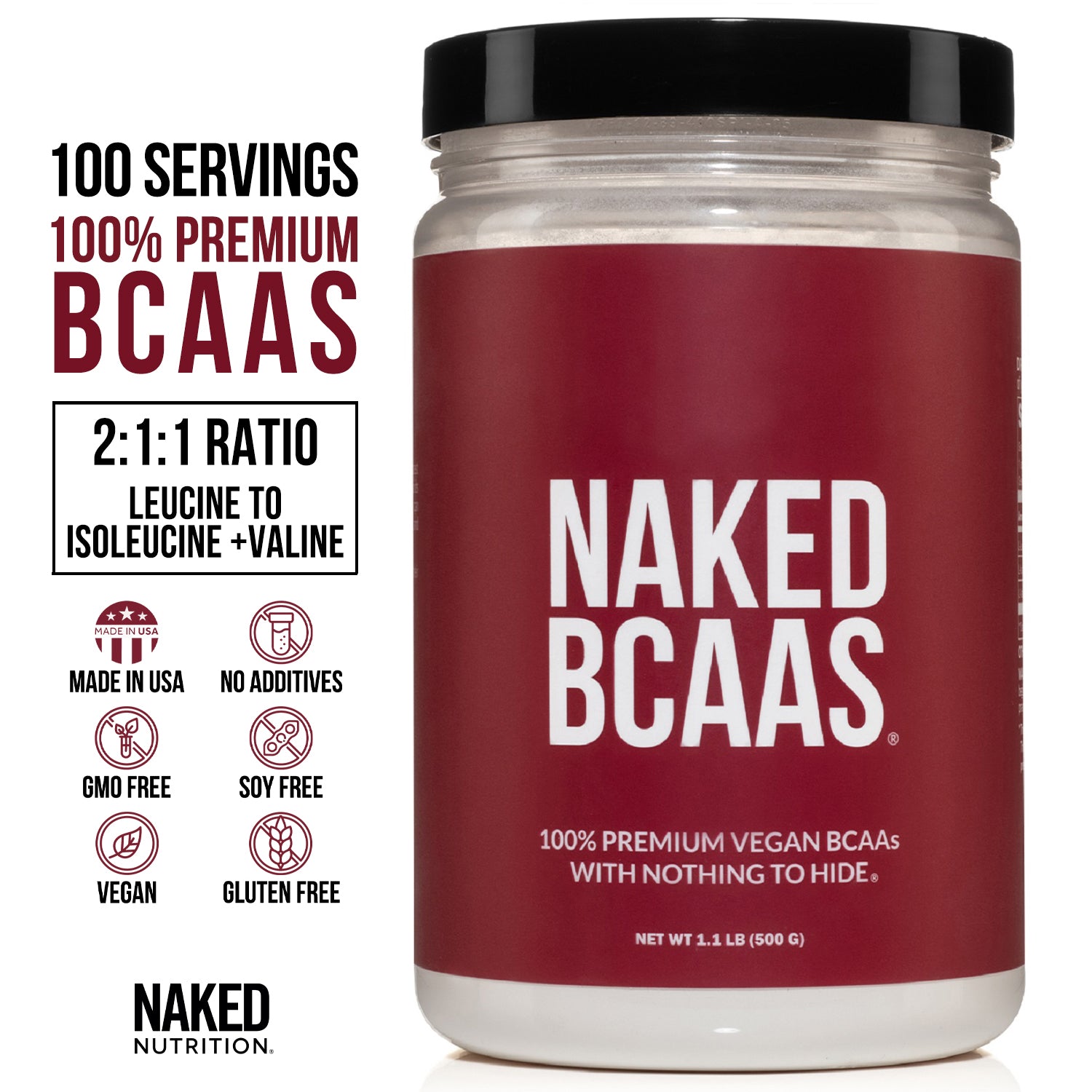 Branched Chain Amino Acids | Naked BCAAs - 100 Servings - Image 3