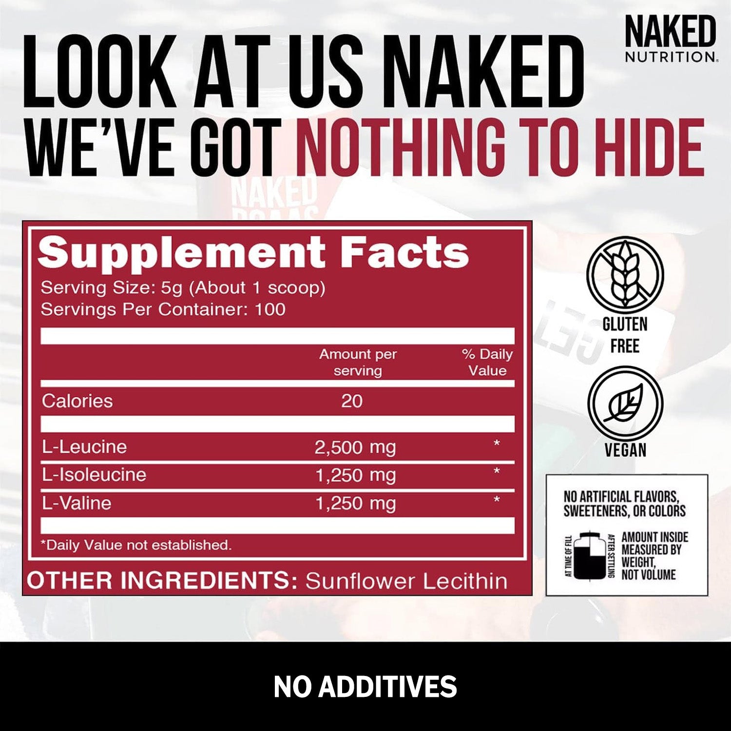 Branched Chain Amino Acids | Naked BCAAs - 100 Servings - Image 2