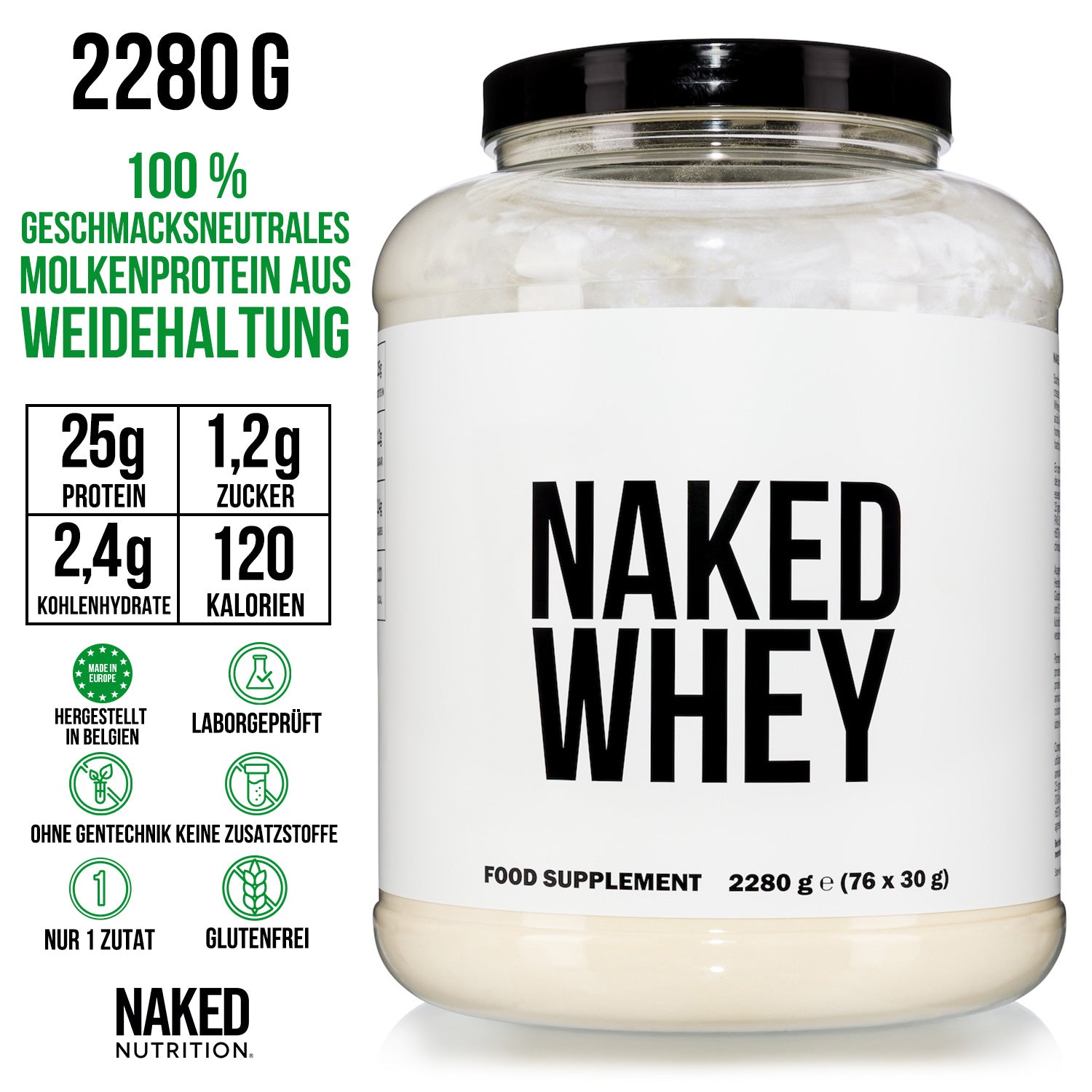 Molkenproteinpulver aus Weidehaltung | Naked Molke - 2280g