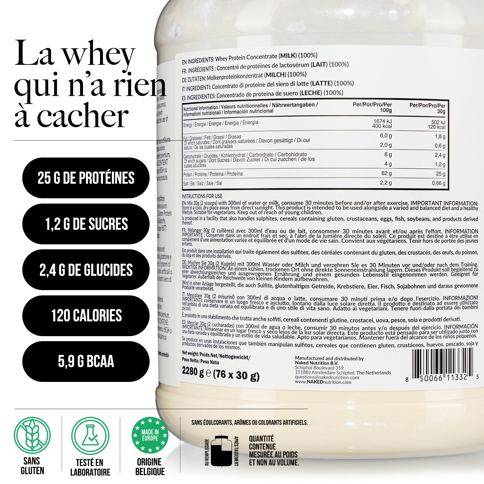 Protéine de Whey en Poudre | Naked Whey - 2280g