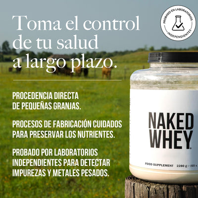 Proteína de suero de leche en polvo alimentada con pasto | Naked Whey - 2 libras