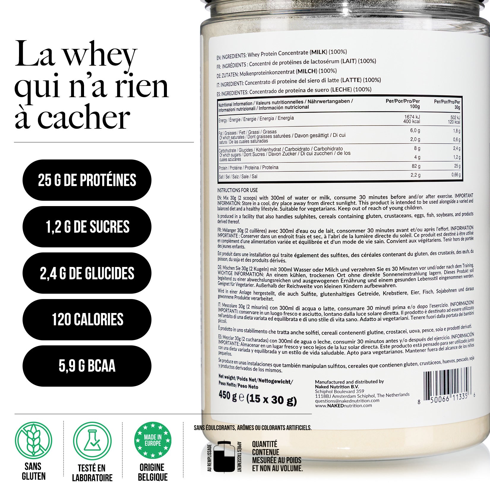 Protéine de Whey en Poudre | Naked Whey - 450g