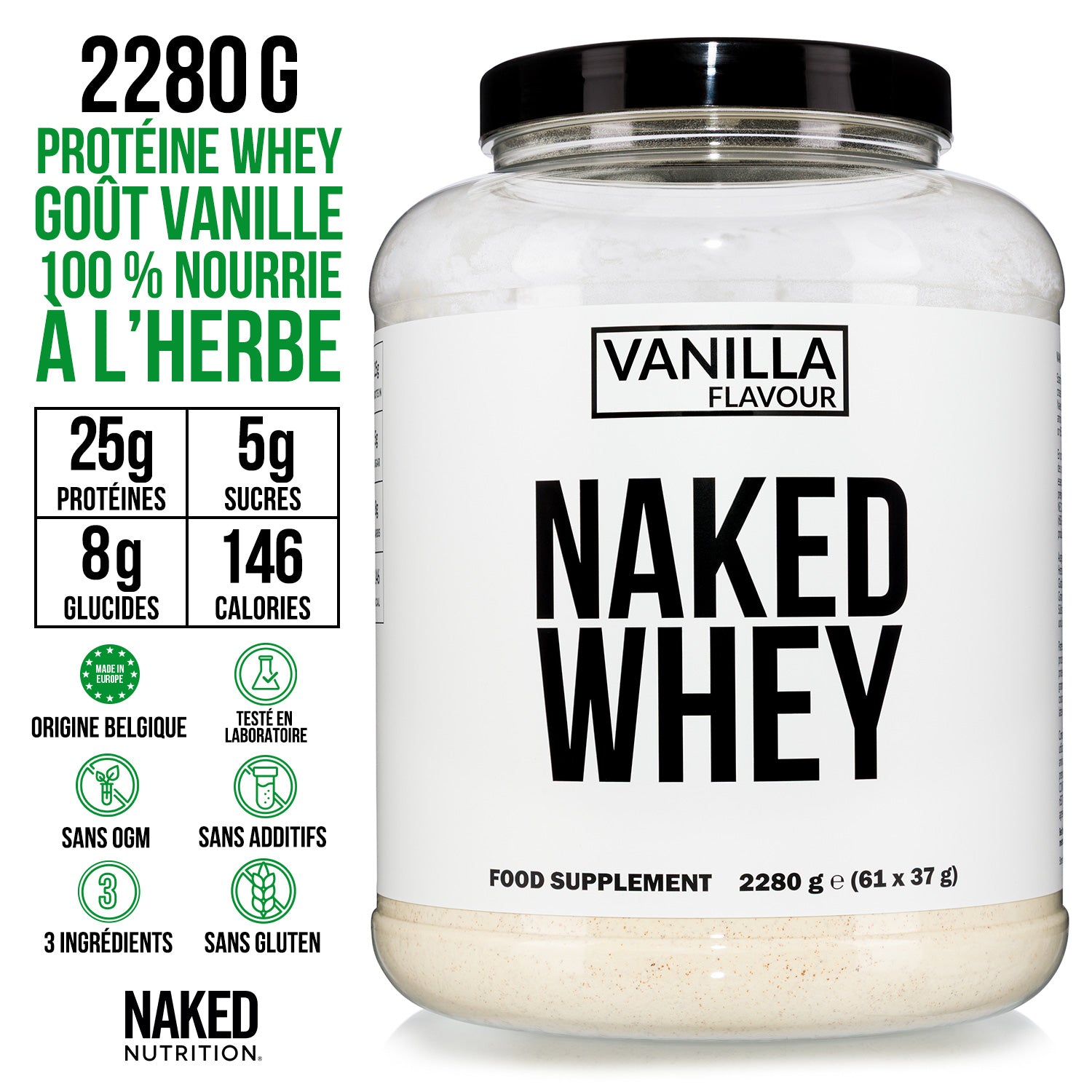 Protéines de Whey à la vanille | Naked Vanilla Whey - 2280g
