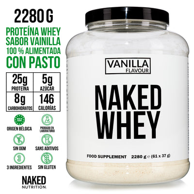 Proteína de suero de leche en polvo con sabor a vainilla | Naked Vanilla Whey - 5 libras